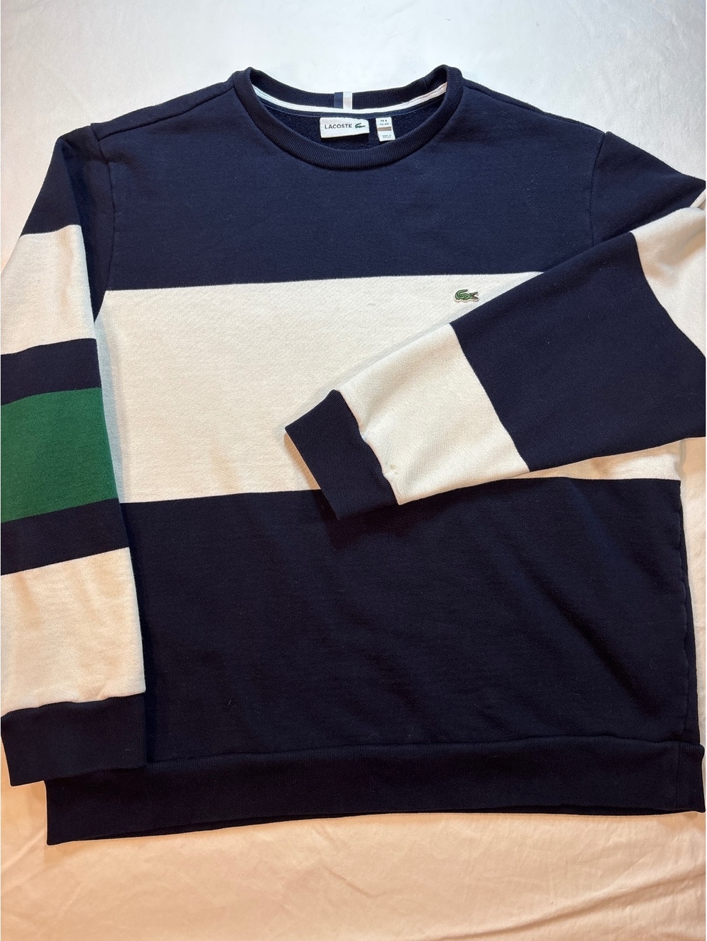 Lacoste Men’s 4XL Color Block Crewneck Sweatshirt Navy Green White SH5406
